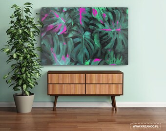 Peinture moderne sur toile « Monstera » à la chambre et le salon