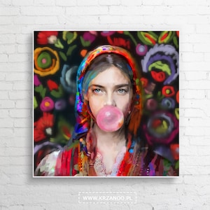 Modern canvas painting Lady Folk 3 for the bedroom and living room image 1