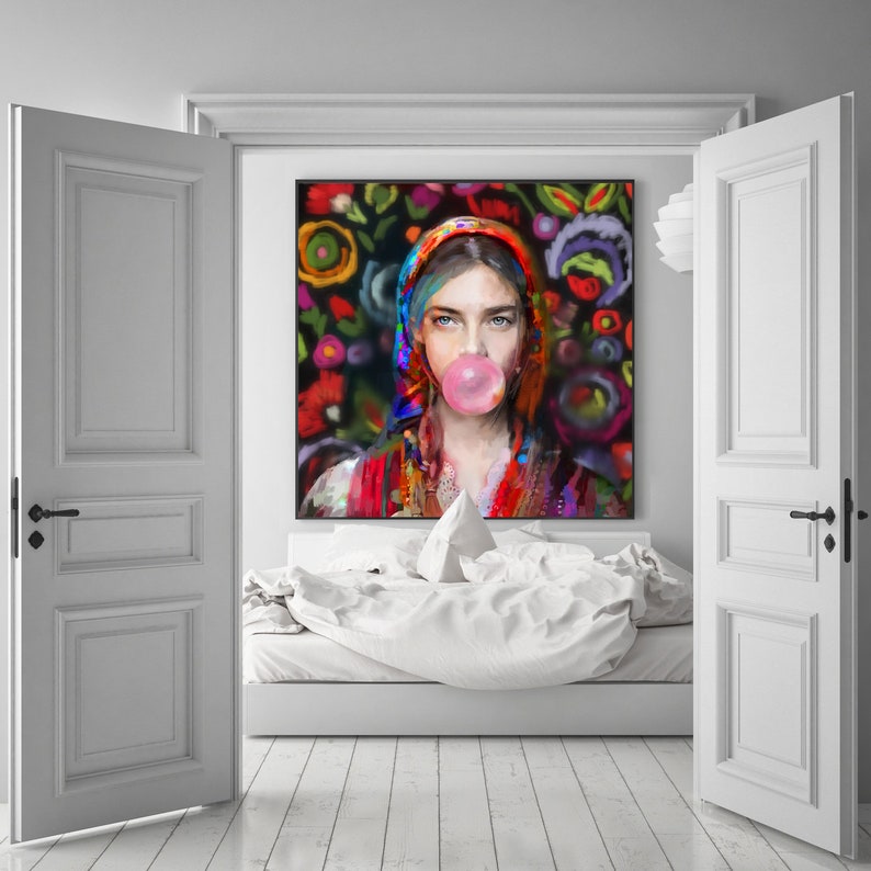 Modern canvas painting Lady Folk 3 for the bedroom and living room image 3