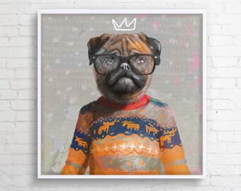 Modern canvas painting "Dog Albert" for the living room and children's room