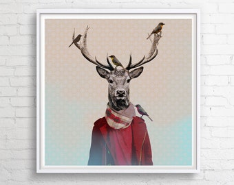 Painting on canvas I DEER VINTAGE I Kitchen I Living Room I Children's Room