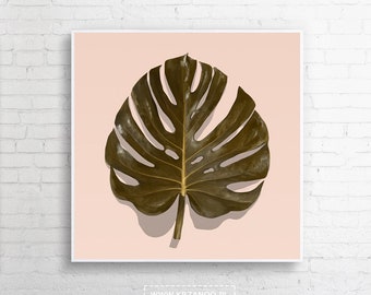 Modern painting on canvas "Monstera Loft" for the bedroom and living room