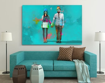 Modern painting on canvas "ColorLove" for the bedroom and living room