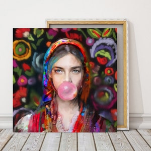 Modern canvas painting Lady Folk 3 for the bedroom and living room image 2