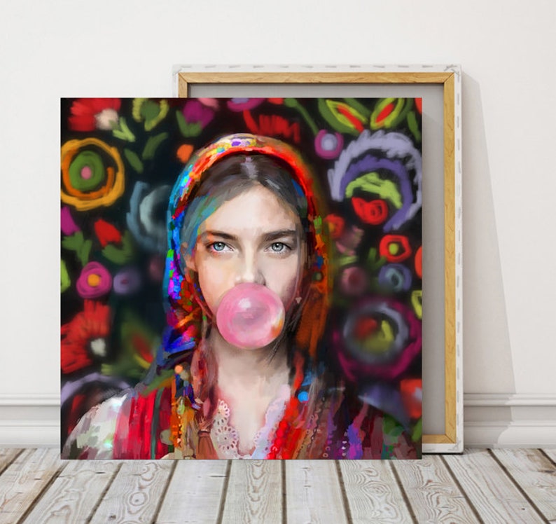 Modern canvas painting Lady Folk 3 for the bedroom and living room image 2