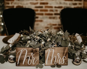 Mr and Mrs Sweetheart Table Signs, Wooden Wedding Signs, Rustic Wedding Signs, Wedding Table Wood Signs