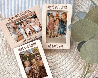 Fars dag-present till pappa, personligt fotoklämma för bilvisir, present till morfar, anpassad fotoram, kör säkert pappa, fotoram för bil