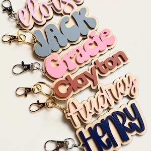 Personalized Acrylic Keychain Backpack Name Tag for Kid Custom Keychain Diaper Bag Tag Lunchbox Name Tag Personalized Name Keychain
