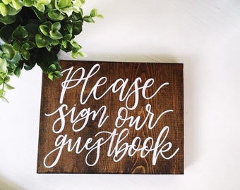 Wood Guest Book Sign, Please Sign Our Guest Book Sign, Modern Wedding, Vintage Wedding, Guest Book Sign, Rustic Wedding, Wooden Wedding Sign