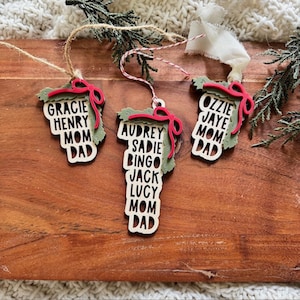 Personalized Family Christmas Ornament 2025: Custom Birch Wood, 3D Greenery