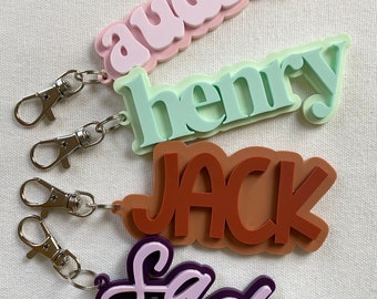 Personalized Acrylic Name Keychain: Backpack Tag, Diaper Bag Tag
