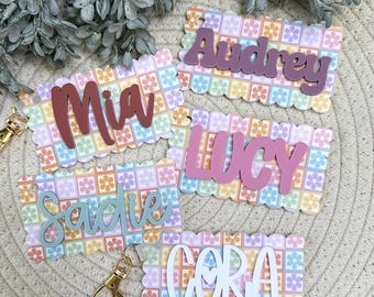 Personalized Name Bag Tag, Acrylic Bag Charms, Backpack Name Tag, Diaper Bag Tag, Bag Tag For Girl, Bag Tag For Boy, Keychain
