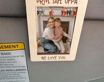 Fars dag-present till pappa, personligt fotoklämma för bilvisir, present till morfar, anpassad fotoram, kör säkert pappa, fotoram för bil