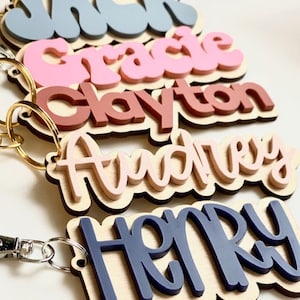 Personalized Acrylic Keychain, Backpack Name Tags, Custom Bag Tag, Kids Name Tag, 3D Keychains, Diaper Bag Tag