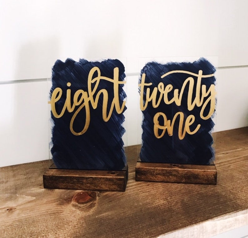 Hand Painted Acrylic Table Numbers With Painted Backs Etsy