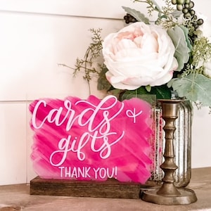 Cards & Gifts Sign, Acrylic Wedding Sign, Card Table Sign, Gift Table Sign, Custom Wedding Signs, Painted Acrylic Sign