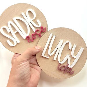 Name Sign | Mini Baby Name Sign | Name Announcement | Birth Announcement | Hello My Name Is | Round Nursery Sign | Name Announcement Sign