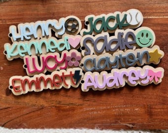 Personalized Acrylic Name Keychain: Kids Backpack Tag, Diaper Bag Charm