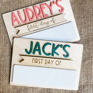 Personalized First Day of School Sign, Back to School Prop, Custom School Board, Reusable Dry Erase Sign for 1st, Milestone Board, Last Day