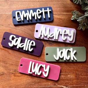 Personalized Name Acrylic Keychain, Acrylic Name Tag, Backpack Name Tag, Diaper Bag, Custom, Lunchbox Name Tag, Luggage Tag, Waterbottle Tag