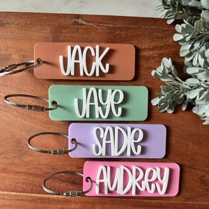 Personalized Name Acrylic Keychain, Acrylic Name Tag, Backpack Name Tag, Diaper Bag, Custom, Lunchbox Name Tag, Luggage Tag, Waterbottle Tag