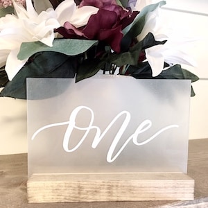 Frosted Acrylic Wedding Table Numbers Sign With Stand Wedding Table Decor
