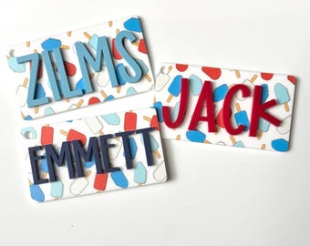 Taslabels, gepersonaliseerd naamlabel, acryl tashangers, rugzaknaamplaatje, naamplaatje zwembadtas, kinderbagagelabel, campingbagagelabel