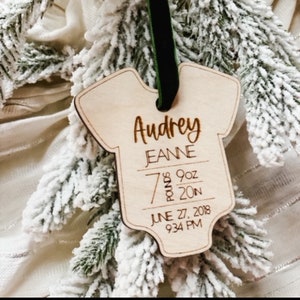 Baby&#39;s First Christmas Ornament 2023, Baby 1st Christmas Ornament, Custom Baby Name, New Baby Gift, Baby Keepsake, Baby Stat Ornament