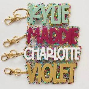 Backpack Tags, Kids Keychains, Personalized Keychain, Acrylic Keychain, Name Tag, Kids Luggage Tag, Diaper Bag Tag
