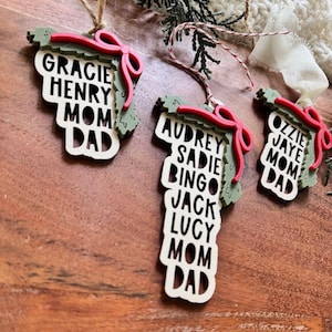 Personalized Family Christmas Ornament 2025: Custom Birch Wood, 3D Greenery