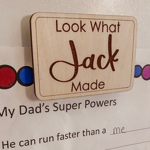 Look what I made Refrigerator Magnet, look what I made magnet, Personalized Kids Fridge Magnet, Wood Kids Artwork Display Magnet Toddler art