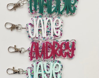 Backpack Tags, Kids Keychains, Personalized Keychain, Acrylic Keychain, Name Tag, Kids Luggage Tag, Diaper Bag Tag