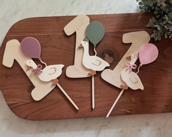 Silly Goose-taarttopper: decoratie eerste verjaardag