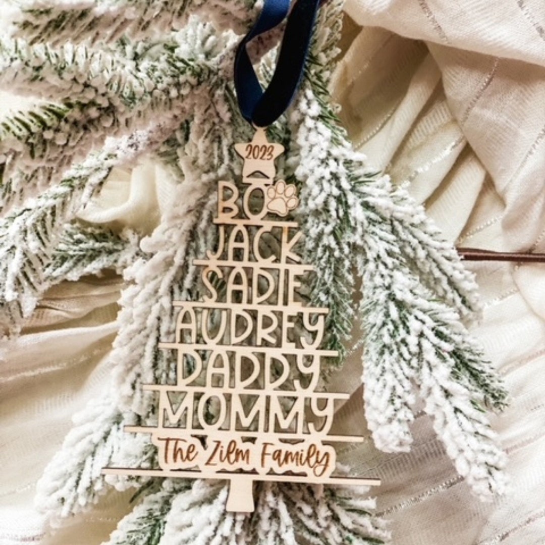 Family Name Tree Ornament, Christmas Tree Name, Custom Family Ornament