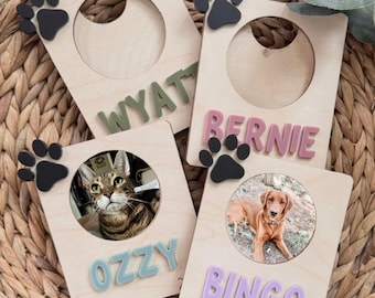 Fotolijst huisdier, gepersonaliseerde houten magneet, Moederdagcadeau