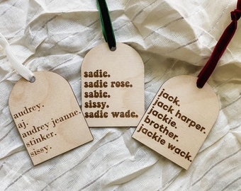 Personalized Family Christmas Ornament 2024: Engraved Birch Wood
