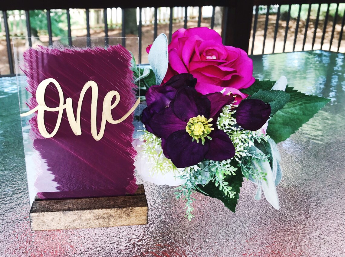 Hand Painted Acrylic Table Numbers With Painted Backs Etsy