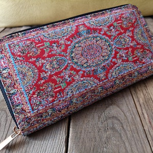 Portafoglio in arazzo intrecciato, portamonete turco originale, borsa in tappeto Kilim, autentico marsupio ottomano anatolico da donna, etnico tribale tradizionale