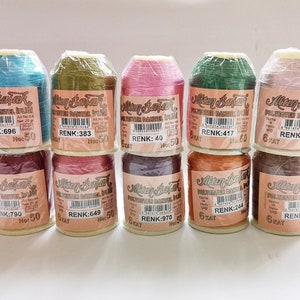 SET MED 10/20g Altınbaşak Oya virkgarn Polyester nylontråd Broderi broderat turkiskt märke Altin basak Syspolar Nål spets