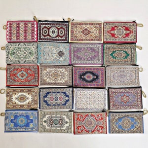 SET VON 50 / Gewebter Gobelin Beutel Original türkischer Münzbeutel Kilim Teppich Teppich Anatolische authentische osmanische Brieftasche Ethnische Stammes traditionelle