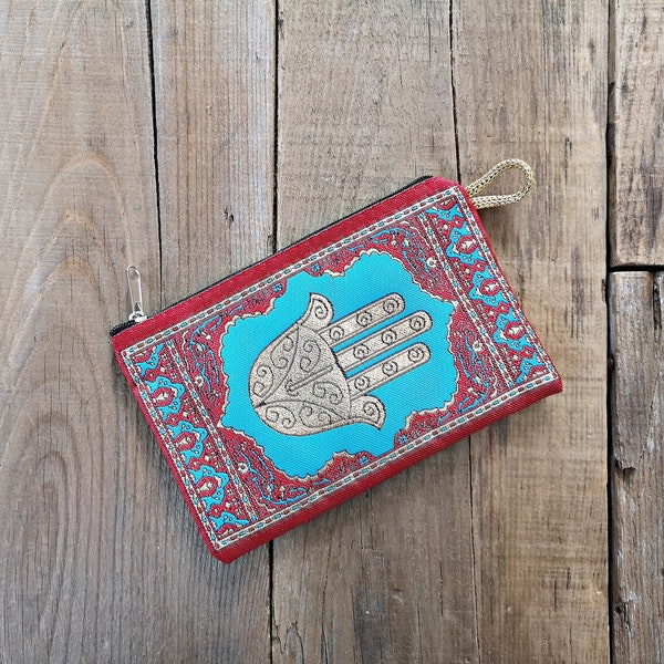 10cmx15cm Woven tapestry pouch Original Turkish hamsa coin purse Kilim rug carpet bag Anatolian authentic ottoman wallet Ethnic traditional