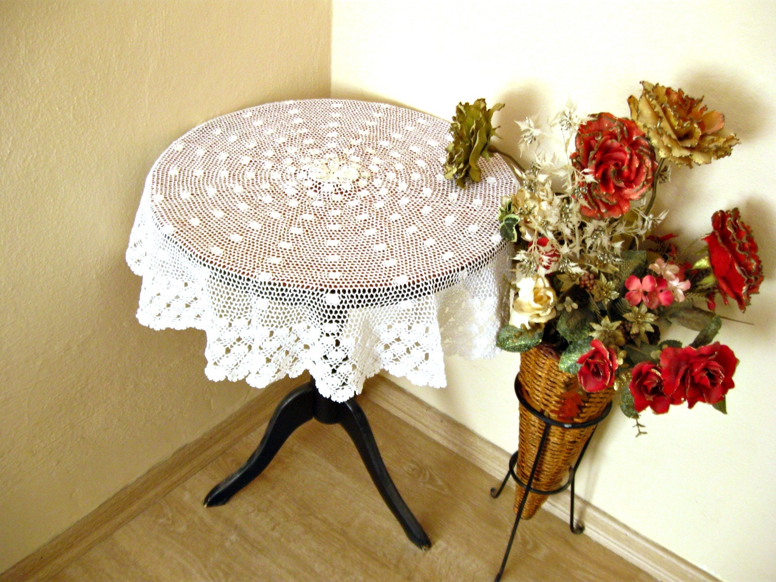 Antique Turkish Crochet Table Cloth White Wedding Table Decor Etsy