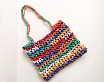 Colorful Soft color mesh bag Basic crochet purse Rectangle daily pouch Sports bags Fashion viral unique Crocheted Net bag Women men Friends