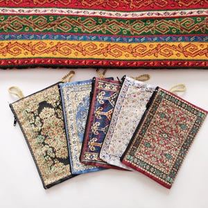 SET DI 5/ Borsa in arazzo intrecciato, portamonete turco originale, borsa in tappeto Kilim, portafoglio ottomano autentico anatolico, etnico tribale tradizionale