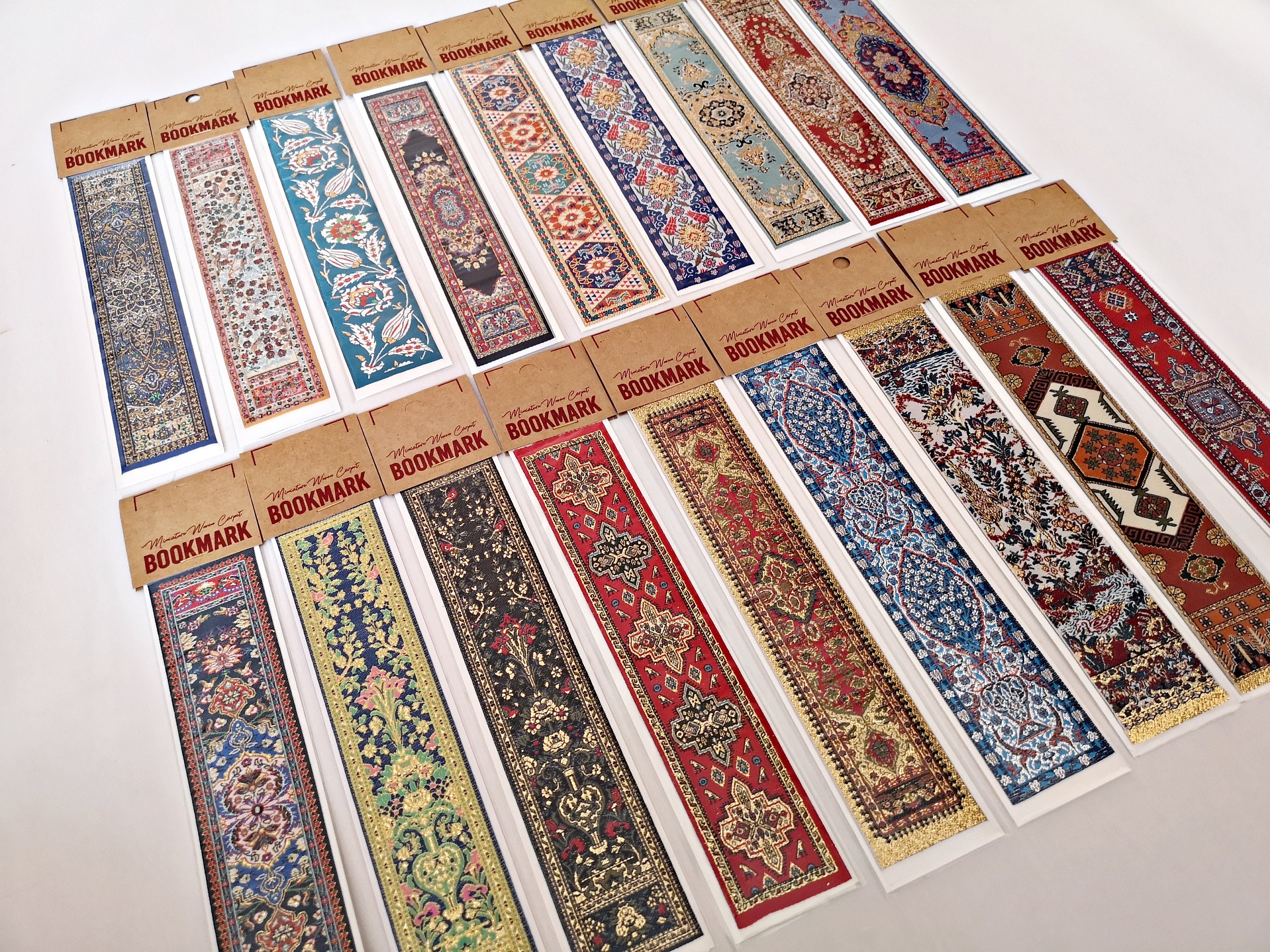 SET OF 18 / Bookmarks Woven Tapestry Rug Doll House Carpet