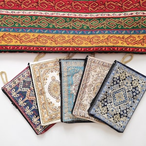 SET DI 5/ Borsa in arazzo intrecciato, portamonete turco originale, borsa in tappeto Kilim, portafoglio ottomano autentico anatolico, etnico tribale tradizionale