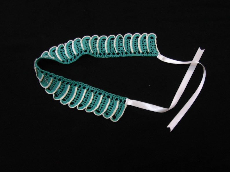Turkish oya crochet necklace Headband Hairband Peter pan collar choker Women fashion dentelle guipure Wedding bridal Emerald bib jewelry