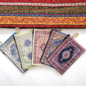 SET DI 5/ Borsa in arazzo intrecciato, portamonete turco originale, borsa in tappeto Kilim, portafoglio ottomano autentico anatolico, etnico tribale tradizionale