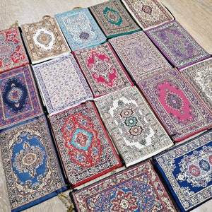 SET DI 17/Borsa in arazzo intrecciato, portamonete turco originale, borsa in tappeto Kilim, portafoglio ottomano autentico anatolico, etnico tribale tradizionale