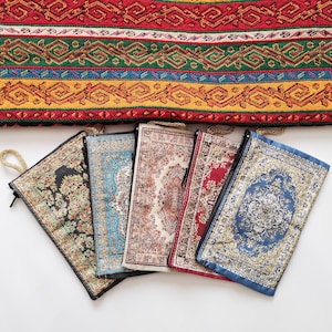 SET DI 5/ Borsa in arazzo intrecciato, portamonete turco originale, borsa in tappeto Kilim, portafoglio ottomano autentico anatolico, etnico tribale tradizionale